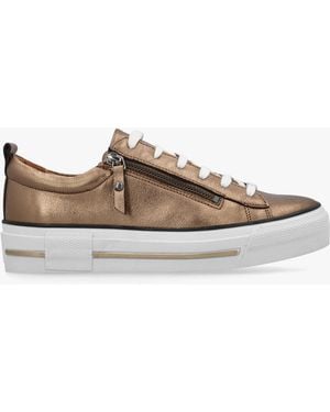 Moda In Pelle Filician Gold Leather Side Zip Sneakers - White