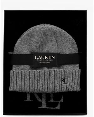 Ralph Lauren Logo Motif & Scarf & Beanie Gift Set - Black