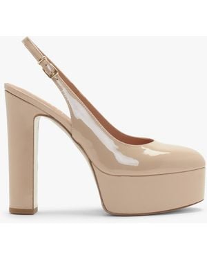 Daniel Nosling Nude Patent Leather Platform Heeled Sandals - White
