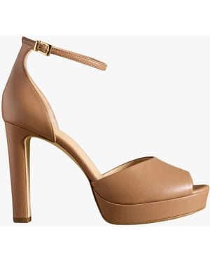 Russell & Bromley Hopebeck Blush Leather Platform Heeled Sandals - White