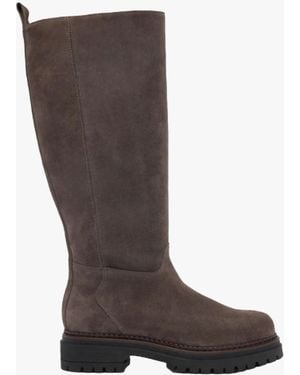 Russell & Bromley Bikby Dark Suede Tall Boots - Brown