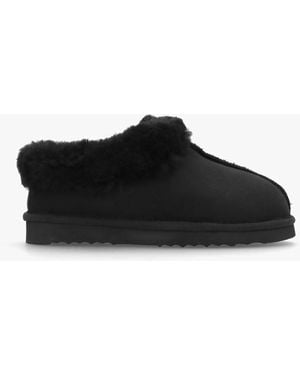 Daniel Somolly Black Suede Shearling Slippers