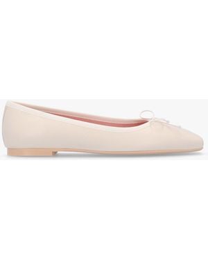 Pretty Ballerinas Camille Cream Leather Square Toe Ballerina Court Shoes - Natural