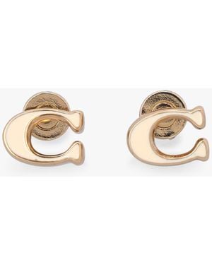 COACH Enamel C Stud Earrings - White