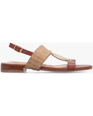 Moda In Pelle Lexiia Tan Two Bar Flat Sandals - White