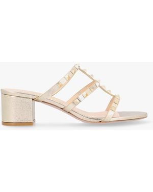Daniel Studder Embellished Block Heeled Mules - Natural
