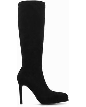 Daniel Rinny Suedette Platform Heeled Knee Boots - Black