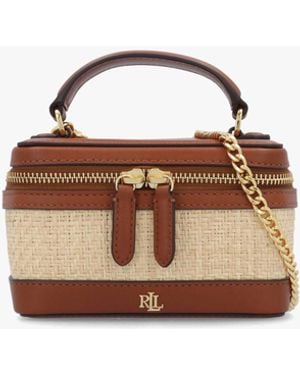 Ralph Lauren Hallee Small Raffia Natural Lauren Tan Cross-Body Bag - Multicolour