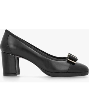 Daniel Paige Black Leather Block Heel Court Shoes