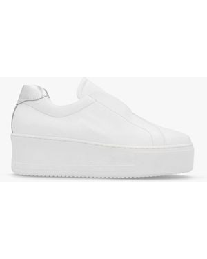 Daniel Tred White Leather Laceless Flatform Sneakers