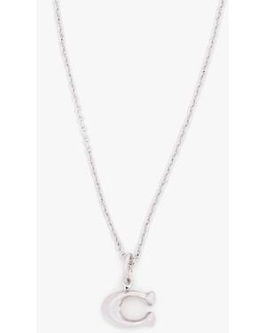 COACH C Logo Started Chain Necklace - White