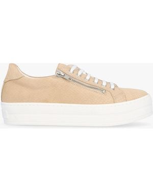 Daniel Tippie Beige Leather Reptile Double Zip Trainers - White