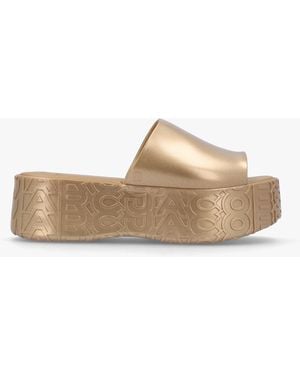 Marc Jacobs X Melissa Becky Gold Slab Sole Mules - White