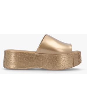 Marc Jacobs X Melissa Becky Gold Slab Sole Mules - White