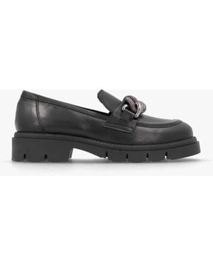 Daniel Lisbon Black Leather Link Chain Chunky Loafers