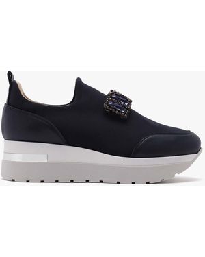 Daniel Carnation Navy Jewelled Slip On Slab Trainers - Black