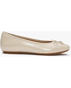 Fitflop Delicato Bow Cream Leather Ballet Court Shoes - Natural