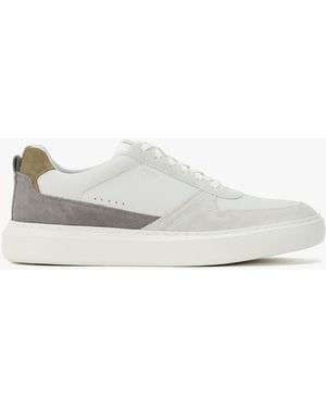 Geox U Deiven Off Anthracite Leather Trainers - White