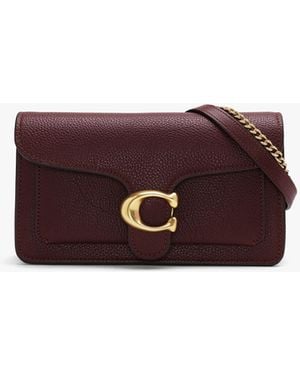 COACH Tabby Merlot Leather Chain Clutch Bag - Purple