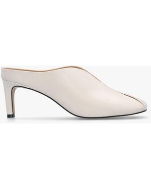 Daniel Squad Cream Leather Square Toe Heeled Mules - Natural