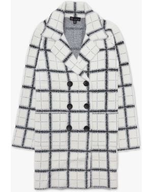 Carre Noir White & Black Checked Duster Coat - Grey