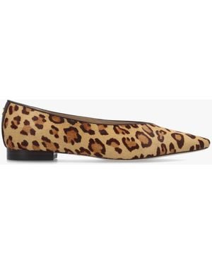 Ralph Lauren Audri Leopard Calf Hair Ballerina Court Shoes - White