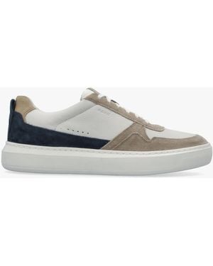 Geox U Deiven Sand Leather Trainers - White