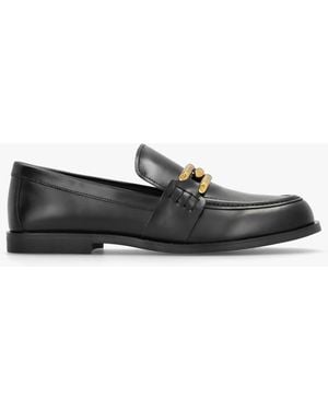 Daniel Elinkie Black Leather Metal Link Loafers