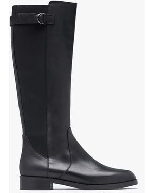 Daniel Gianna Black Leather Elastic Back Knee Boots