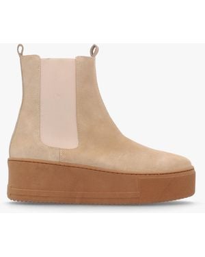 Daniel Tred Beige Suede Flatform Chelsea Boots - Brown