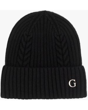 Guess Knitted G Logo Beanie Hat - Black