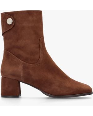 Daniel Payton Tan Suede Block Heel Ankle Boots - Brown