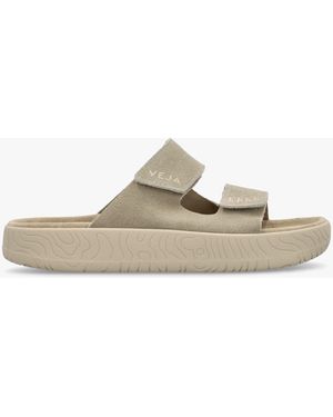 Veja Etna Taupe Almond Suede Sandals - White