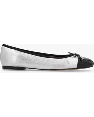 Daniel Iball Silver Leather Patent Toe Cap Ballet Pumps - White