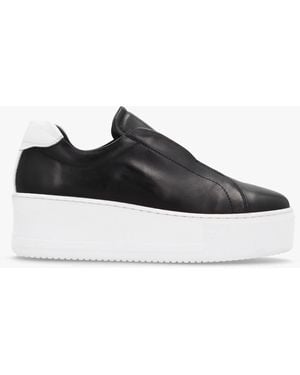 Daniel Tred Black Smooth Leather Laceless Flatform Sneakers