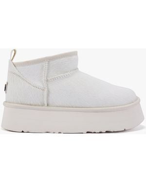 Australia Luxe Cosy Off Pony Hair Platform Ankle Boots - White