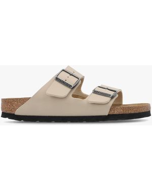 Birkenstock Arizona Birko-Flor Sandcastle Two Bar Mules - White