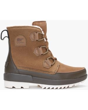 Sorel Torino Ii Parc Shearling Velvet Tan Olive Green Waterproof Boots - Brown
