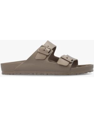 Birkenstock Arizona Eva Taupe Two Bar Mules - White