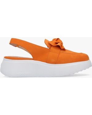 Wonders Winger Apricot Suede Knotted Sling Back Moccasins - Orange