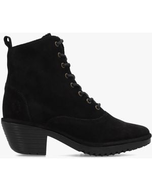 Fly London Wune Block Heel Ankle Boots - Black