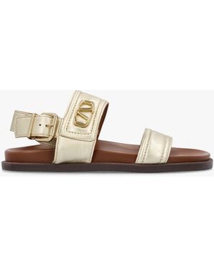 Alpe Avadi Leather Two Bar Flat Sandals - White