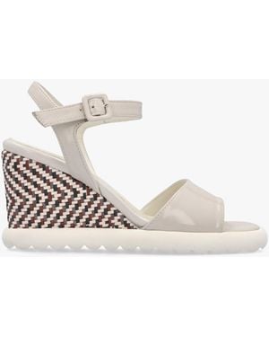 DONNA LEI Lynton Cream Patent Leather Wedge Sandals - White