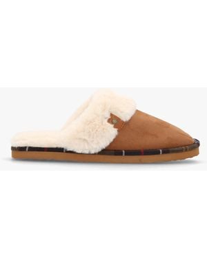 Barbour Claudia Camel Mule Slippers - White