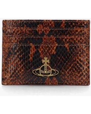 Vivienne Westwood Tan Snakeskin Leather Flat Card Case - White