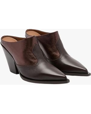 Russell & Bromley Birchwood Dark Heeled Mules - Brown