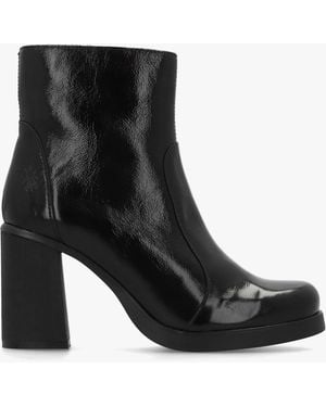 Fly London Siju Leather Block Heel Ankle Boots - Black