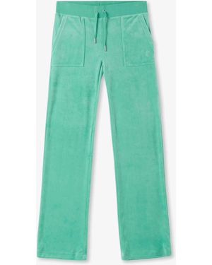 Juicy Couture Del Ray Marine Green Velour Track Trousers