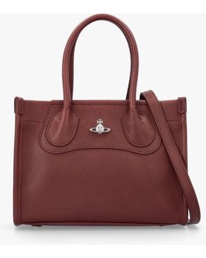 Vivienne Westwood Troy Small Chestnut Leather Tote Cross-Body Bag - Red