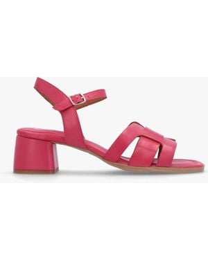 Moda In Pelle Mariie Raspberry Leather Heeled Sandals - Pink